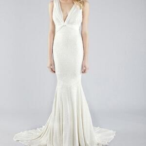 Nicole Miller Bridal Bianca Beaded Silk Chiffon Sleeveless Sexy Wedding Dress 2